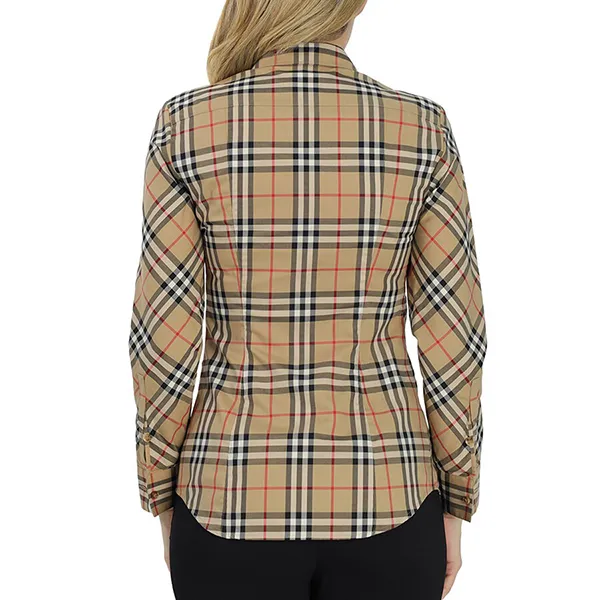 Áo Sơ Mi Nữ Burberry Vintage Check Stretch Shirt 8018475 Màu Nâu Be Size 6 UK