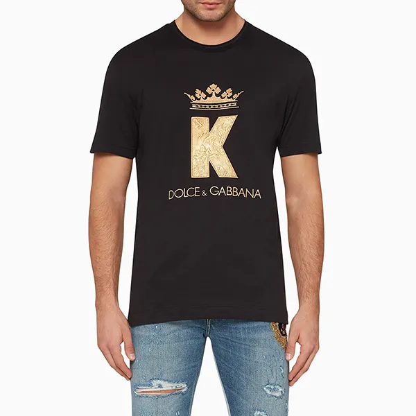 Áo Thun Nam Dolce & Gabbana D&G King Logo-Print Tshirt Màu Đen Size 44