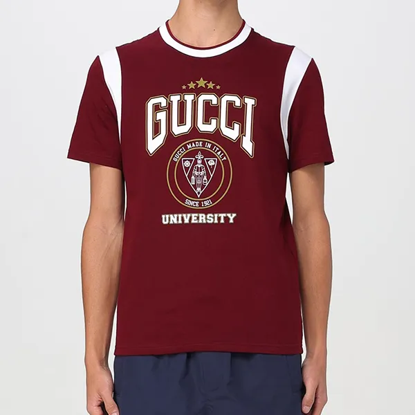 Áo Thun Nam Gucci Tshirt Men Red Màu Đỏ Đô Size S