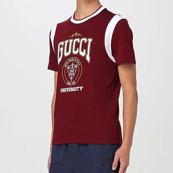 Áo Thun Nam Gucci Tshirt Men Red Màu Đỏ Đô Size S