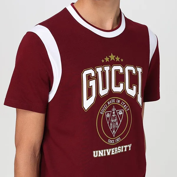 Áo Thun Nam Gucci Tshirt Men Red Màu Đỏ Đô Size S
