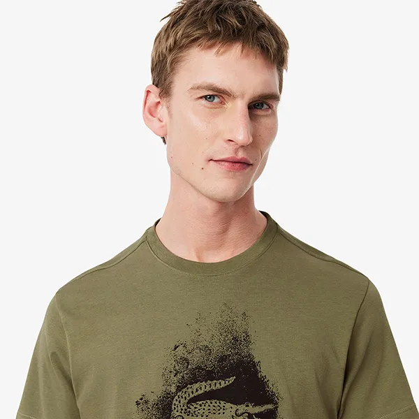 Áo Thun Nam Lacoste Graphic Ultra Dry Tshirt TH8917 BMY Màu Xanh Rêu Size 3