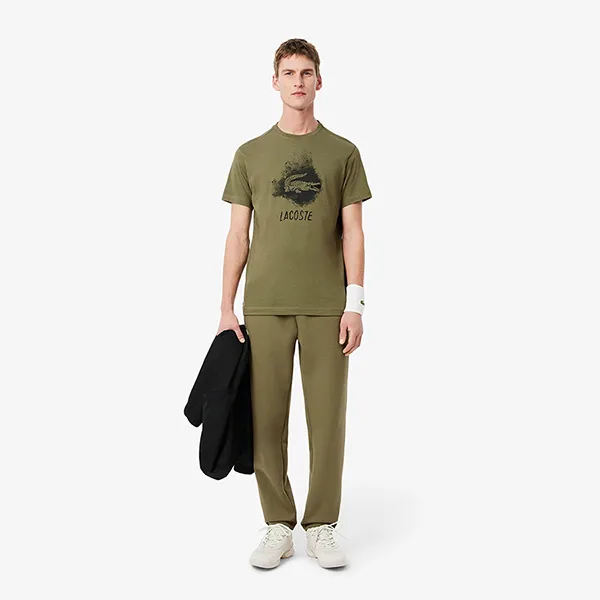 Áo Thun Nam Lacoste Graphic Ultra Dry Tshirt TH8917 BMY Màu Xanh Rêu Size 3