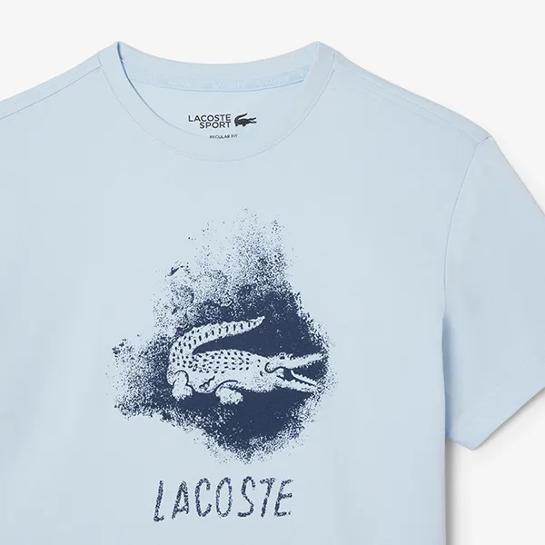 Áo Thun Nam Lacoste Graphic Ultra Dry Tshirt TH8917 T01 Màu Xanh Nhạt Size 3