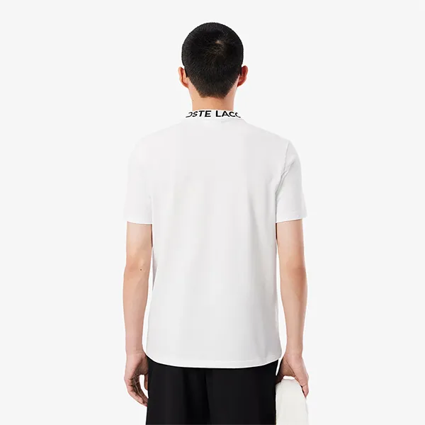 Áo Thun Nam Lacoste Men's Straight Leg T-Shirt Stretch Fabric Jacquard Collar TH2521 10 001 Màu Trắng Size 3