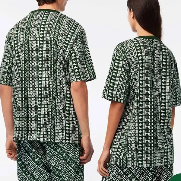 Áo Thun Unisex Lacoste Netflix Oversize T-Shirt TH7328 00 291 Màu Xanh Lục
