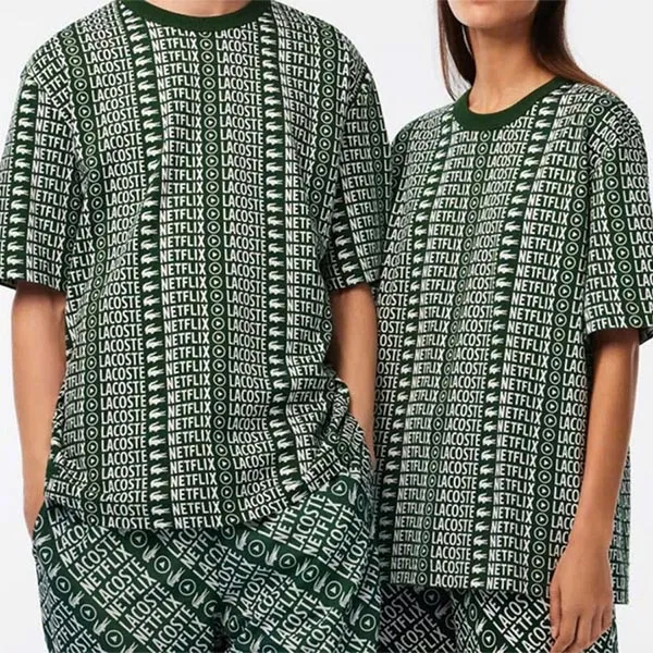 Áo Thun Unisex Lacoste Netflix Oversize T-Shirt TH7328 00 291 Màu Xanh Lục