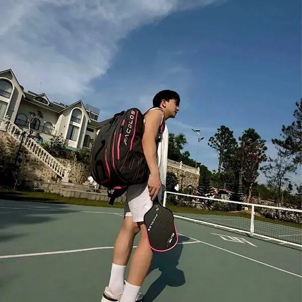 Balo Pickleball Facolos Elite Backpack Pink Neon Màu Đen/Hồng