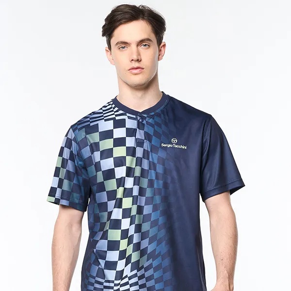 Bộ Quần Áo Cộc Tay Nam Sergio Tacchini Men's Luca Pique Tennis Top Màu Xanh Navy Size S (Form Âu)