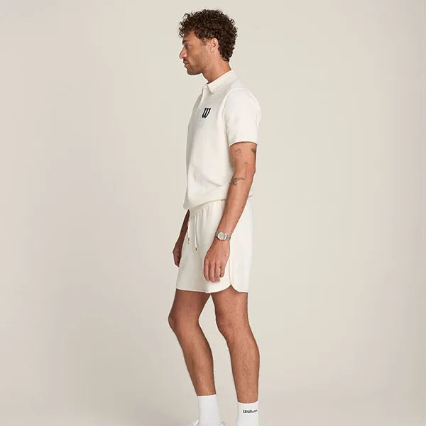Bộ Quần Áo Cộc Tay/Tennis/Pickle Ball Nam Wilson Men's Lafayette Knit Màu Trắng Kem (Form Âu) Size S