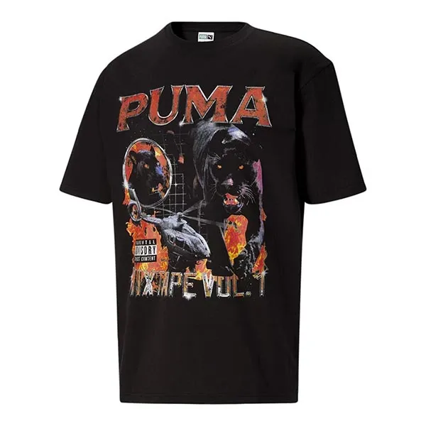 Bộ Quần Áo Nam Puma Classics Album Graphic Màu Đen Be Size S (Form Âu)