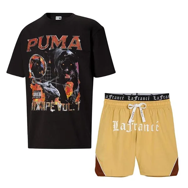 Bộ Quần Áo Nam Puma Classics Album Graphic Màu Đen Be Size S (Form Âu)