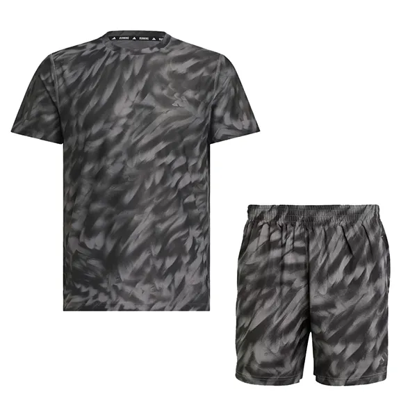 Bộ Thể Thao Nam Adidas Own The Run All Over Printed Tee JZ5476/JN9872 Màu Đen Xám Size S (Form Âu)