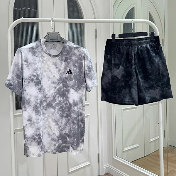 Bộ Thể Thao Nam Adidas Performance Sea Tee Men's Fall All Over Print Short Màu Xám Đen Size S