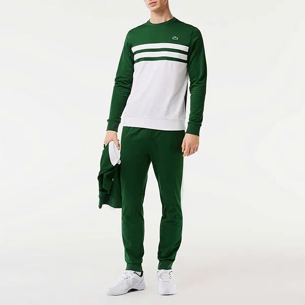 Bộ Thể Thao Nam Lacoste Tennis Sportsuit Stripe Green And White Màu Xanh Phối Trắng Size 3