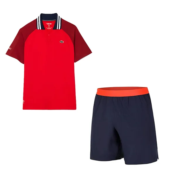 Bộ Thể Thao Nam Lacoste Tennis x Daniil Medvedev Slim Fit Màu Xanh Đỏ Size 2