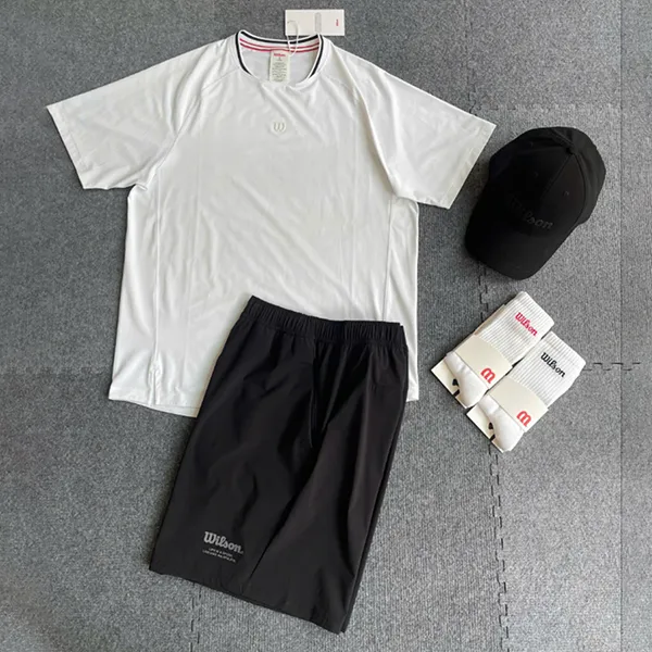 Bộ Thể Thao Nam Wilson Tennis/Pickleball Court Style Màu Đen Trắng Size S