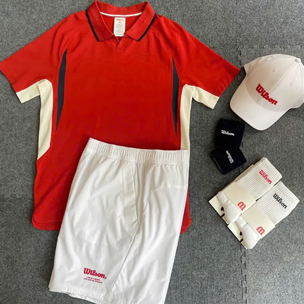 Bộ Thể Thao Nam Wilson Tennis/Pickleball Court Style Màu Trắng Phối Đỏ Size S