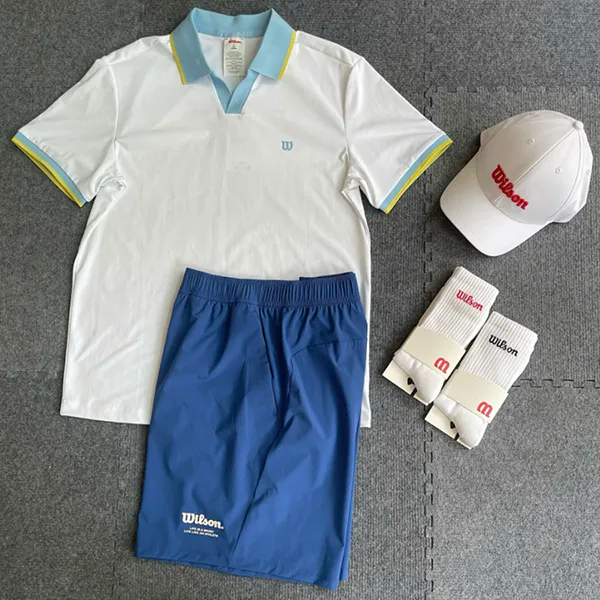 Bộ Thể Thao Nam Wilson Tennis/Pickleball Court Style Màu Trắng Phối Xanh Size S
