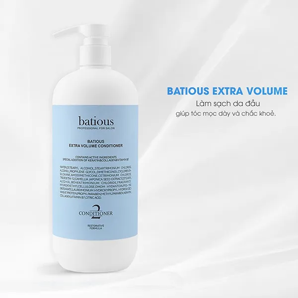 Cặp Dầu Gội + Dầu Xả Giảm Dầu Phồng Tóc Batious Extra Volume Màu Xanh (2 x 960ml)