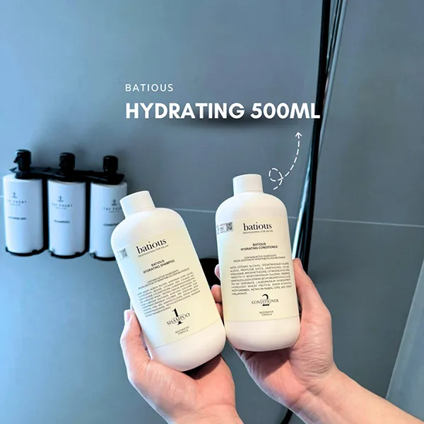 Cặp Dầu Gội + Dầu Xả Batious Hydrating Màu Trắng Cho Tóc Khô Xơ (2 x 500ml)