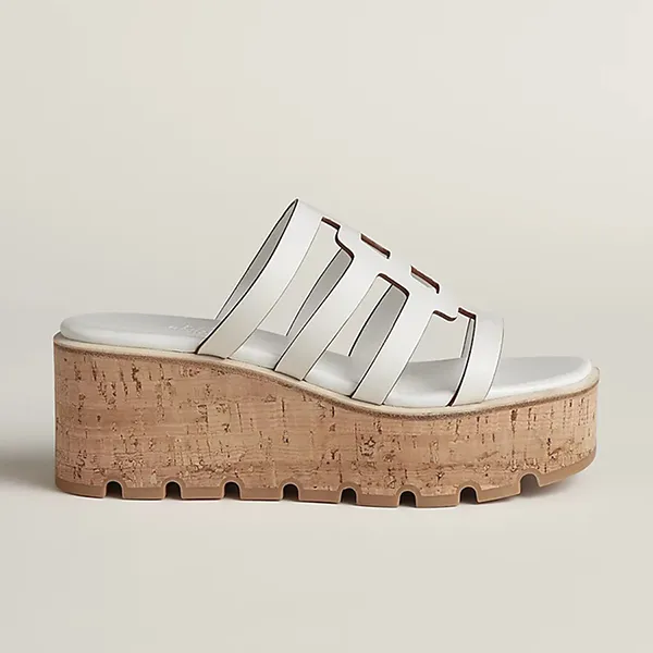 Dép Đế Xuồng Nữ Hermès Isabella 30 Sandals H241120ZV90350 Blanc Màu Trắng Size 36