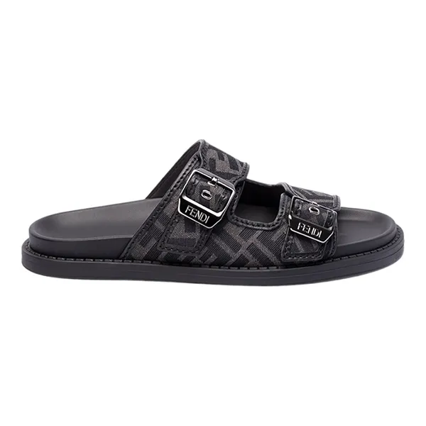 Dép Nam Fendi Jacquard Sandals Màu Đen Xám Size 39