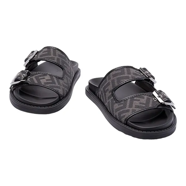 Dép Nam Fendi Jacquard Sandals Màu Đen Xám Size 39