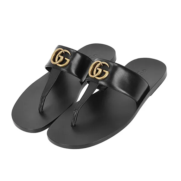 Dép Nam Gucci GC Metal Logo Flip Flops Màu Đen Size 43.5