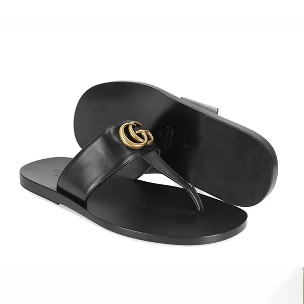 Dép Nam Gucci GC Metal Logo Flip Flops Màu Đen Size 43.5