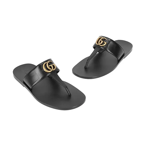 Dép Nam Gucci GC Metal Logo Flip Flops Màu Đen Size 43.5