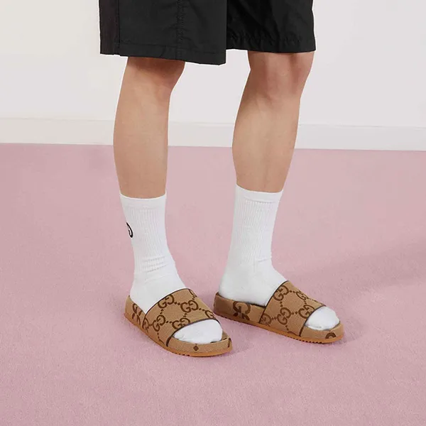 Dép Nam Gucci GG Canvas Slide Sandal 624695 UKOD0 2673 Màu Nâu Size 39