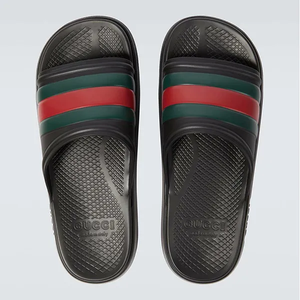 Dép Nam Gucci Web Rubber Slides P00939653 Black Màu Đen Size 6