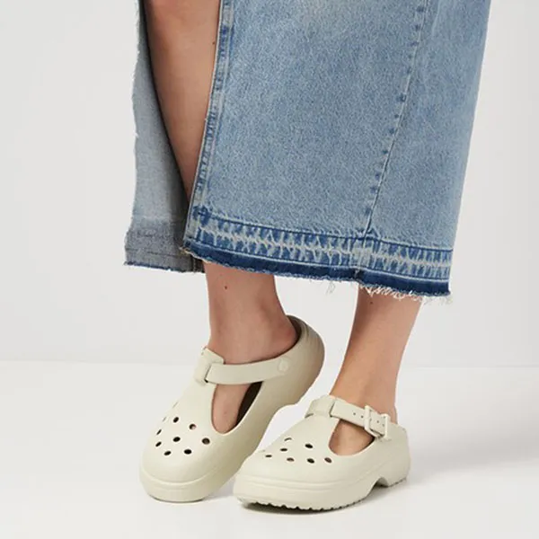 Dép Nữ Crocs Sandal Women Classic Mary Jane Clog - Comfort™ Lightweight Flexible 360-degree comfort - Linen Màu Trắng Size 3
