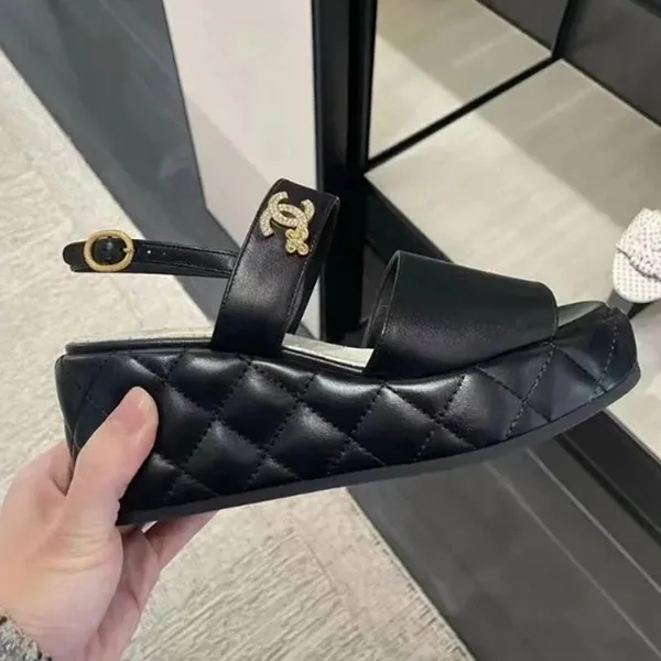 Dép Sandal Nữ Chanel Mark Platform A Cute Flower Black G45547-X01000-94305 Màu Đen Size 37