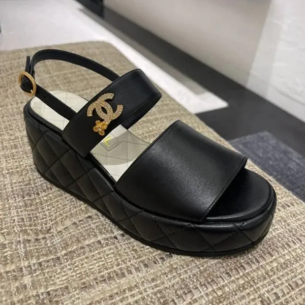 Dép Sandal Nữ Chanel Mark Platform A Cute Flower Black G45547-X01000-94305 Màu Đen Size 37