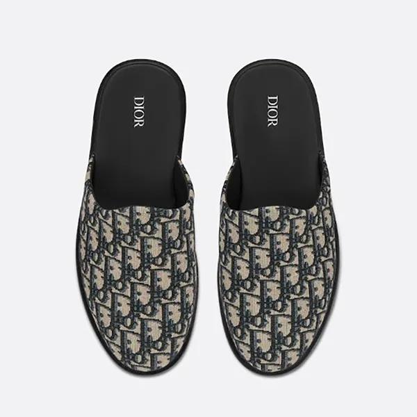 Dép Sục Nam Dior Indior Mule Black Grey Màu Đen Xám Size 41