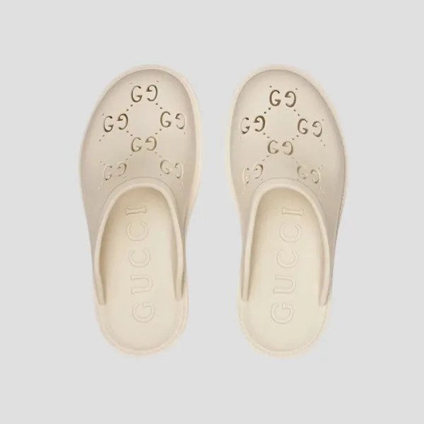Dép Sục Nữ Gucci Platform Perforated G Sandal In Beige 663577 JFB00 9022 Màu Kem Size 36
