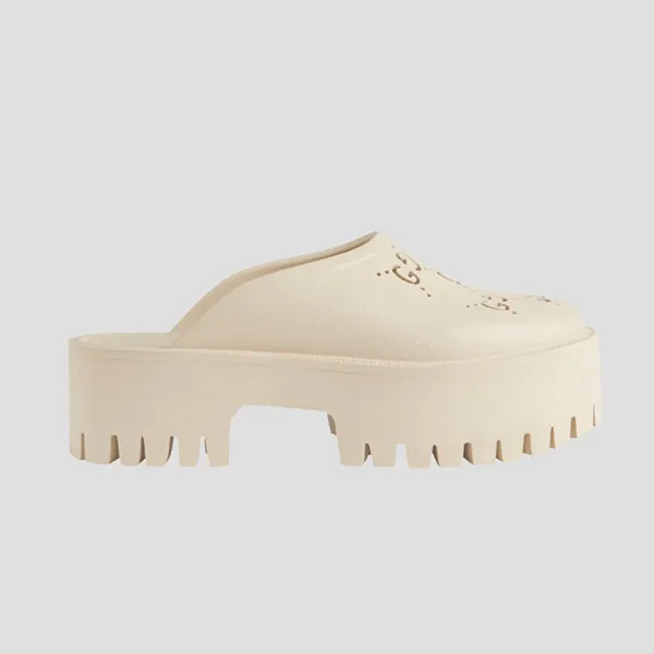 Dép Sục Nữ Gucci Platform Perforated G Sandal In Beige 663577 JFB00 9022 Màu Kem Size 36