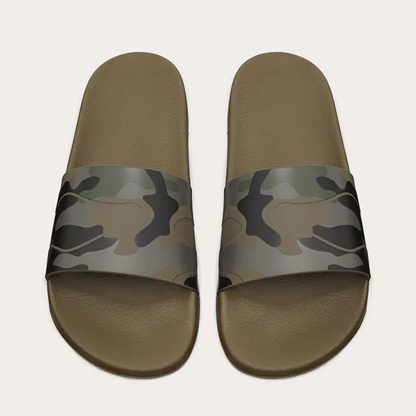 Dép Valentino Camouflage Rubber Slider Sandal Màu Xanh Green Size 41