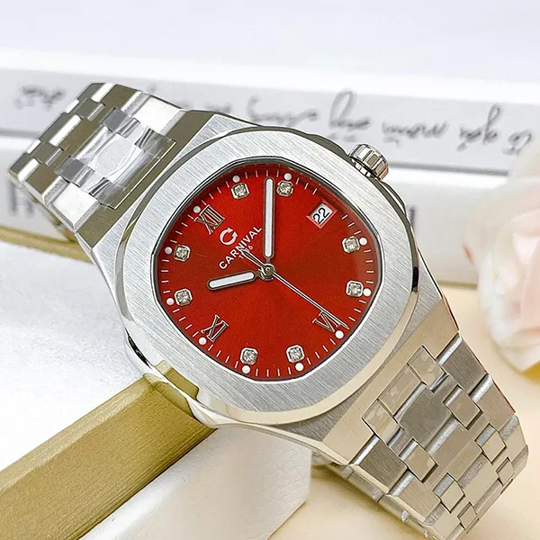 Đồng Hồ Nữ Carnival Watch 8160L-VT-DO Màu Đỏ Bạc