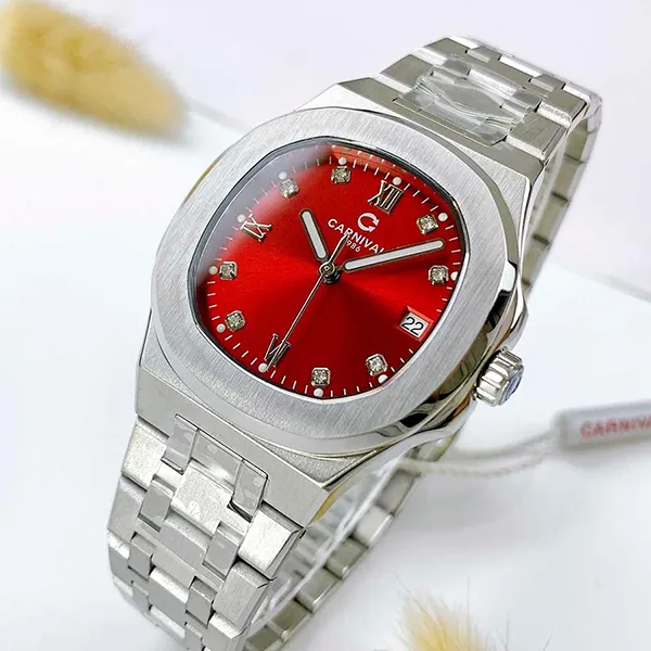 Đồng Hồ Nữ Carnival Watch 8160L-VT-DO Màu Đỏ Bạc