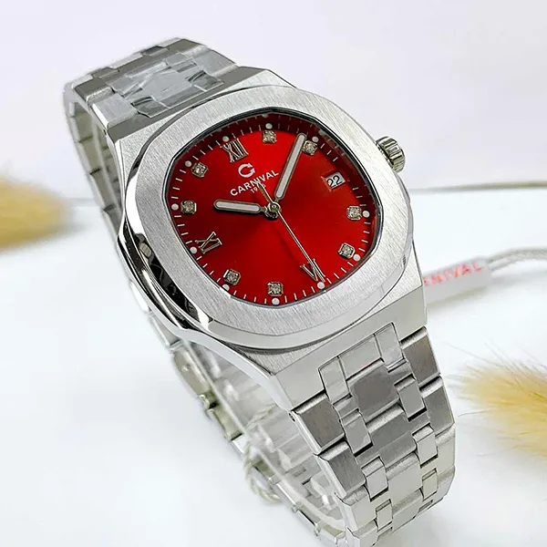 Đồng Hồ Nữ Carnival Watch 8160L-VT-DO Màu Đỏ Bạc