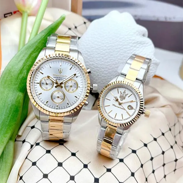 Đồng Hồ Đôi Maserati Competizione R8853100021 & R8853100505 Màu Bạc Vàng