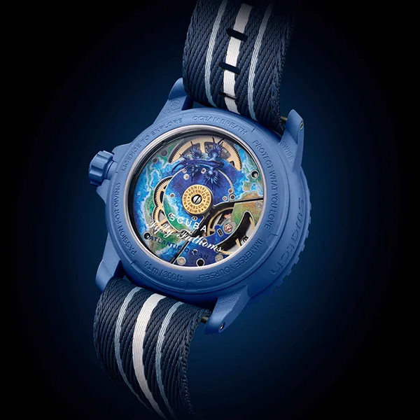 Đồng Hồ Nam Blancpain x Swatch Atlantic Ocean SO35A100 Màu Xanh Biển
