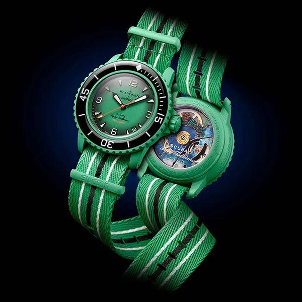 Đồng Hồ Nam Blancpain x Swatch Indian Ocean SO35I100C Màu Xanh Lá