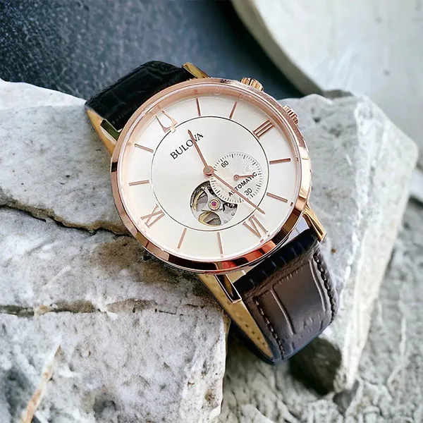 Đồng Hồ Nam Bulova Bulova Classic Automatic Watch 97A150 Màu Nâu - Vàng Hồng