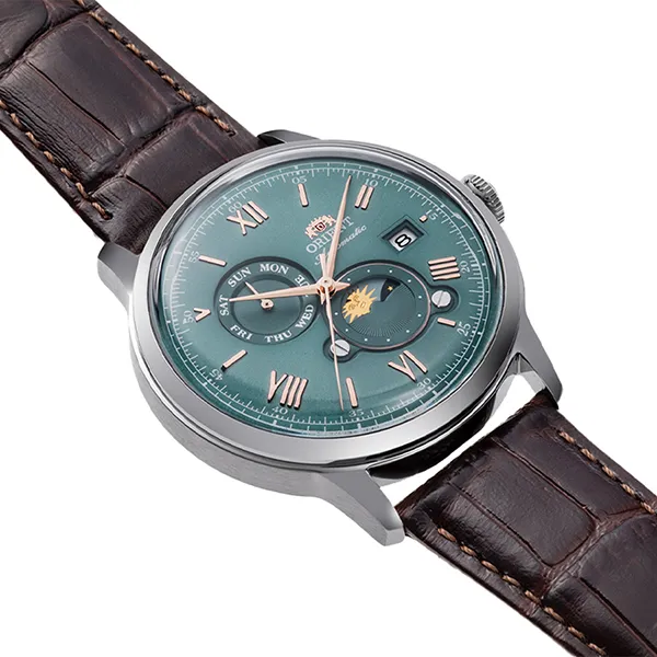 Đồng Hồ Nam Orient Bambino Automatic Watch RA-AK0805E30B Màu Nâu/Xanh