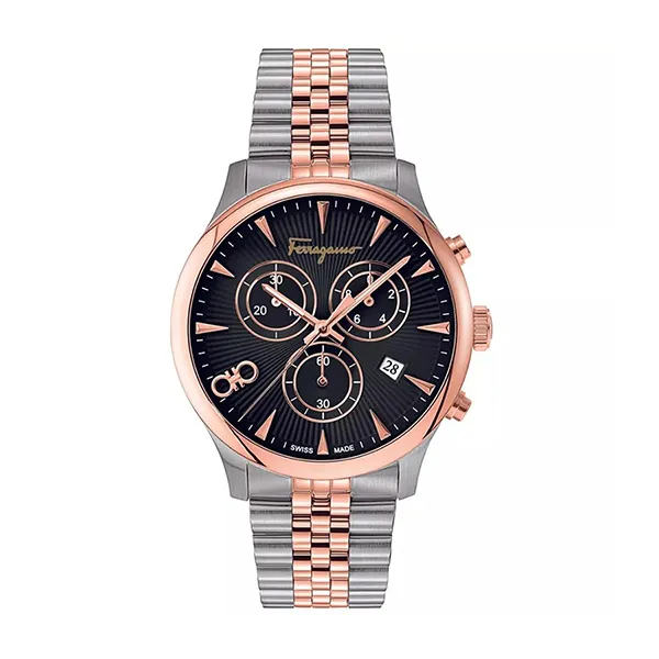 Đồng Hồ Nam Salvatore Ferragamo Duo Chrono Watch SFEZ00320 Màu Đen - Vàng Hồng