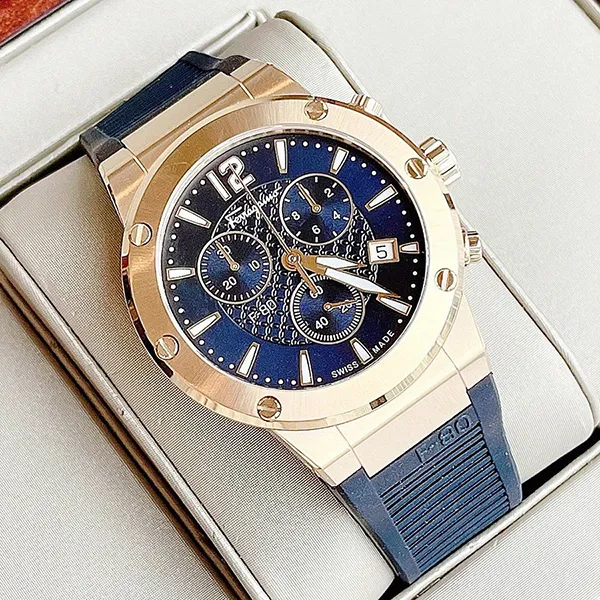 Đồng Hồ Nam Salvatore Ferragamo F-80 FIJ00720 Màu Xanh Vàng